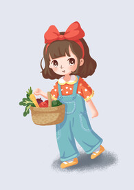 提菜篮子的小女孩