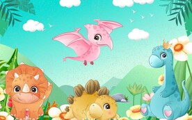 卡通可爱恐龙背景墙