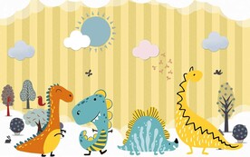 卡通可爱恐龙背景墙