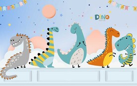 卡通恐龙背景墙