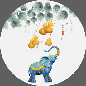 轻奢装饰画 大象 葫芦