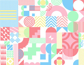 时尚抽象撞色几何图案