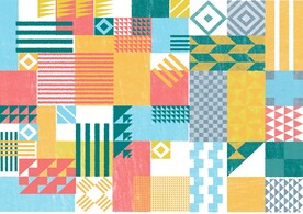 时尚抽象撞色几何图案