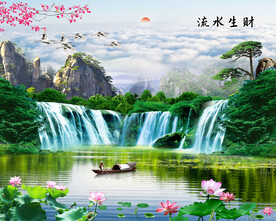流水生财背景墙