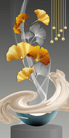 轻奢装饰画 杏叶 线条弧线