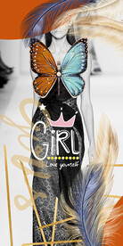 双色蝴蝶欧美时尚美女装饰画