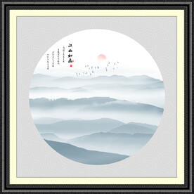 圆形水墨画
