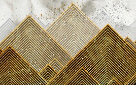 金色轻奢山水画新中式背景墙