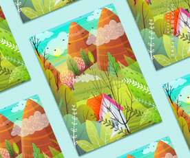 春天房子风景插画