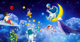 卡通星空宇航员
