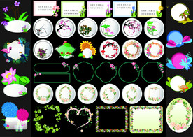 矢量鲜花插画边框设计