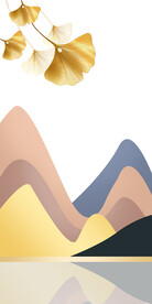 轻奢装饰画 山川 杏叶