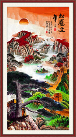 迎客松长城山水画