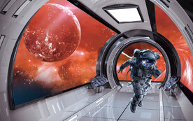 太空舱宇航员星球背景墙