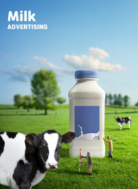 蓝色天空奶源地奶粉牛奶海报KV
