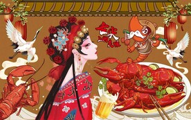 国潮小龙虾背景墙