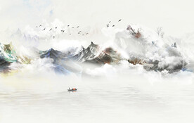 轻奢装饰画 新中式山水画 船