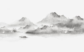 轻奢装饰画 新中式水墨山水画