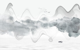 轻奢装饰画 新中式水墨山水画