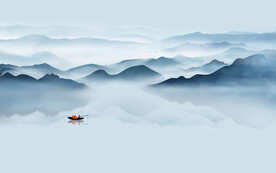 轻奢装饰画 新中式山水画 船