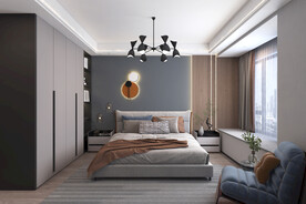 现代卧室男孩房效果图模型