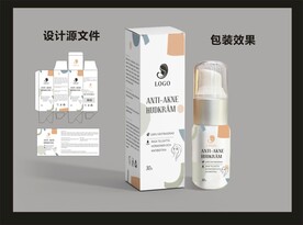 美妆护肤品包装效果图和平面图 