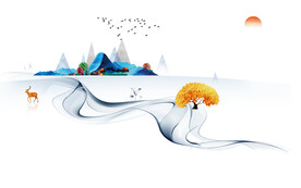 轻奢装饰画 新中山水画 日出