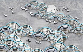 轻奢装饰画 波浪 鸽子
