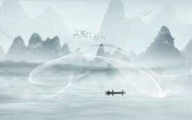 轻奢装饰画 意境水墨山水画