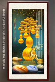 葫芦发财树玄关装饰画