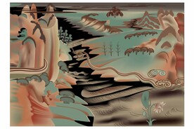 敦煌壁画172窟盛唐山峦山水画