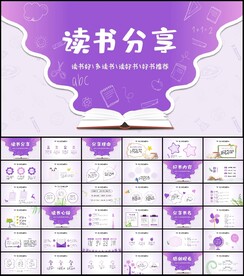 读书分享卡通教育PPT模板
