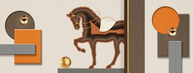 轻奢装饰画 马 几何图形