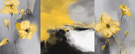 轻奢装饰画 油画 黄色花朵