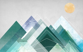 轻奢装饰画 几何三角形山 太阳