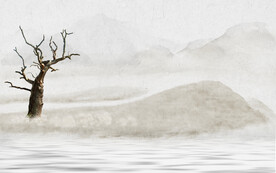 轻奢装饰画 水墨山水画 枯树