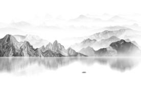 新中式水墨山水背景墙