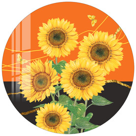 金色线条轻奢唯美向日葵装饰画