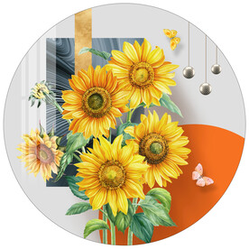 唯美轻奢向日葵圆形装饰画