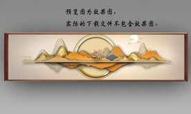 新中式金色抽象麋鹿山水床头画