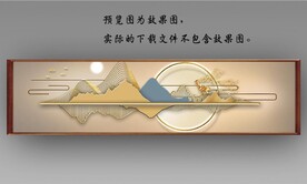 新中式金色抽象麋鹿山水床头画