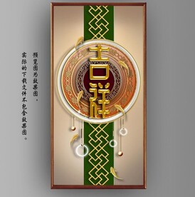 新中式3D金色吉祥玄关装饰画