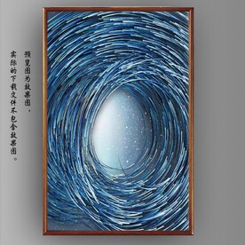 光影宝石蓝抽象线条装饰画