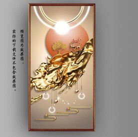 光影抽象几何麋鹿风景玄关装饰画