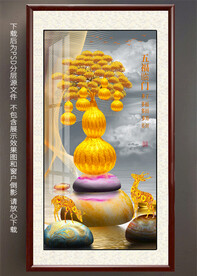 金葫芦发财树玄关装饰画