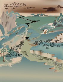 敦煌壁画盛唐山峦山水画