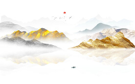 金箔水墨山水背景墙
