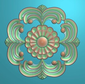 圆形洋花精雕图