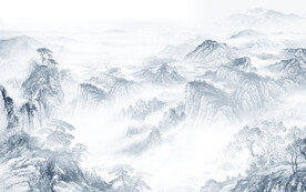 青山绿水中式风景山水背景墙