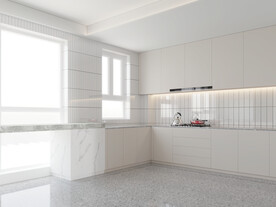 极简厨房餐厅场景3D空景